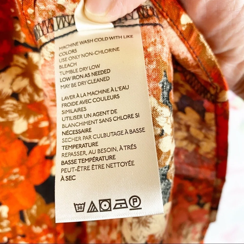 NEW Free People Orange Floral Pattern Play Linen Mini Dress L